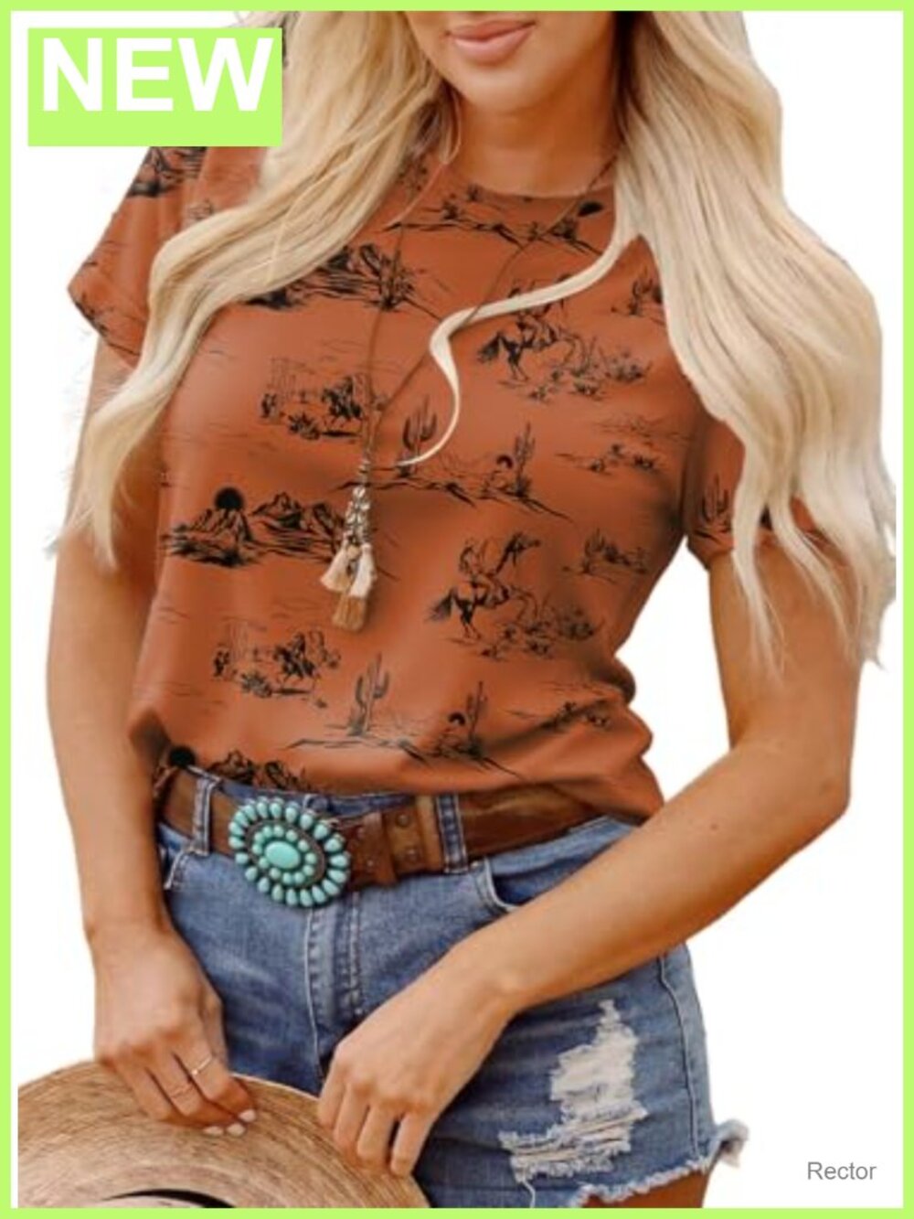 Women's Western Graphic Short Sleeve Crew Neck Casual T-Shirt